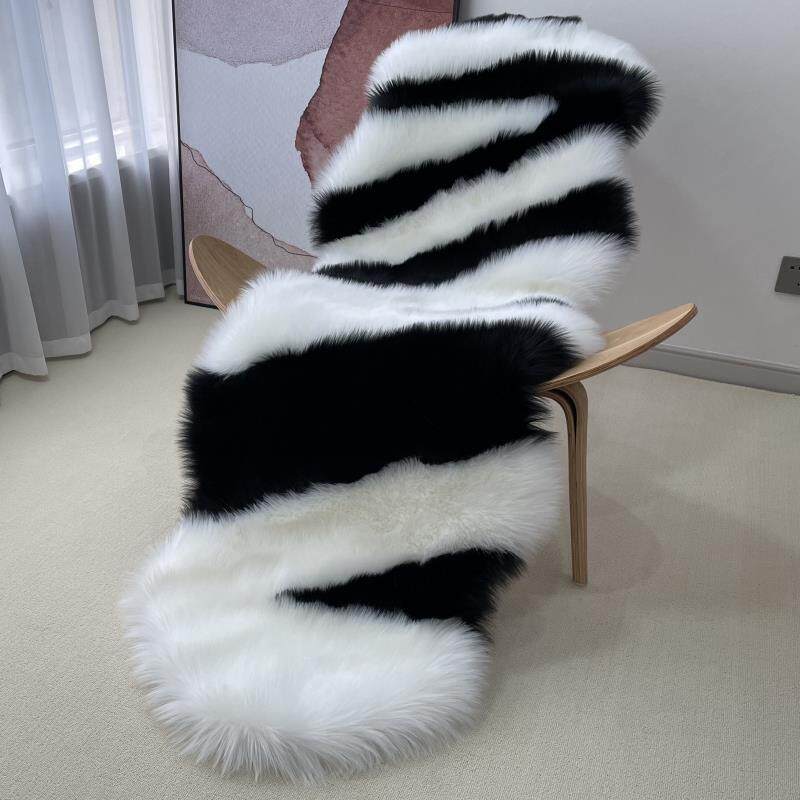 长毛斑马纹地毯仿羊毛沙发垫长毛绒地垫定制飘窗垫长毛坐垫床边毯