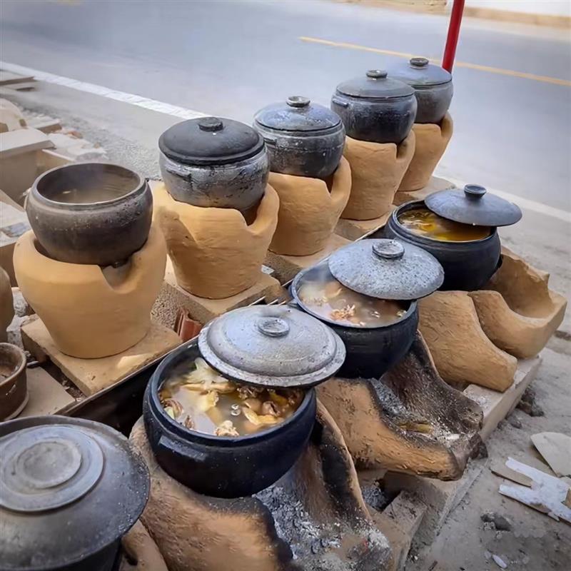 农庄土菜馆手工泥炉炖鸡 商用餐厅特色菜用炭泥炉 农家乐砂锅煨汤