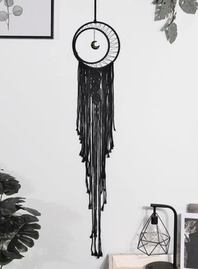 北欧家居风半月形吊坠手工编织挂毯民宿室内捕梦网壁毯挂毯装饰