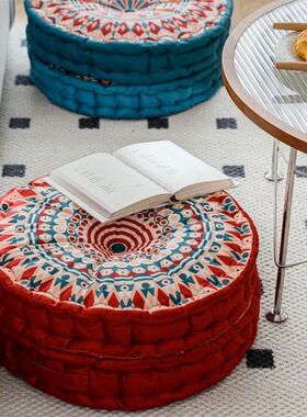 圆垫子榻榻米波西米亚坐垫蒲团垫毛绒民族沙发靠背垫含芯圆形靠垫