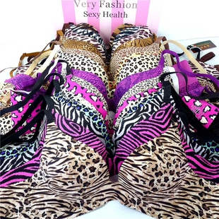 维家外贸纯原光面薄模杯文胸豹纹性感无痕软托简约后搭扣少女内衣