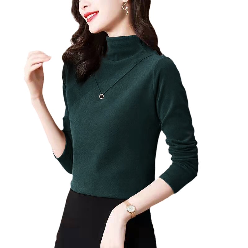 德绒发热保暖内衣女士加绒加厚冬季外穿双面羊绒半高领打底衫上衣