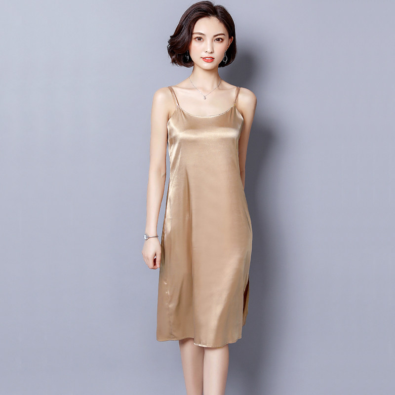 吊带睡裙女夏性感冰丝睡衣裙长款可外穿真丝绸缎长裙夏天打底裙薄