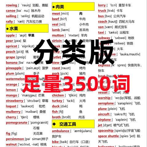 7天背完3500词单词中英文分类可以快速记忆英语学霸词根词缀