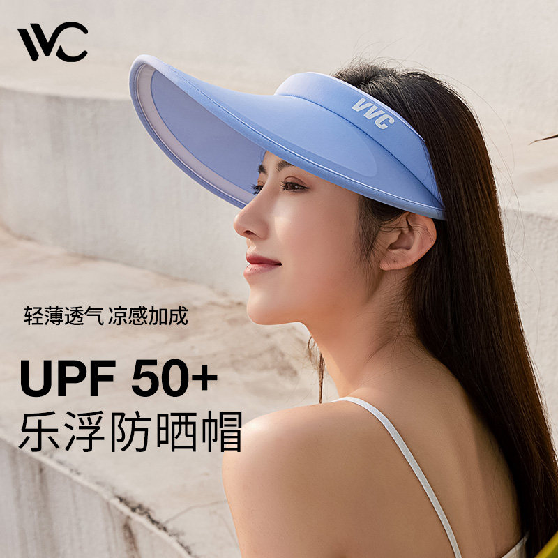 VVC乐浮帽夏季大檐遮脸太阳帽发箍UV防紫外线空顶骑车防晒帽图片