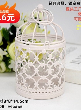 创意鸟笼图案欧式家居摆件铁艺装饰蜡烛金属烛台配件风水婚庆