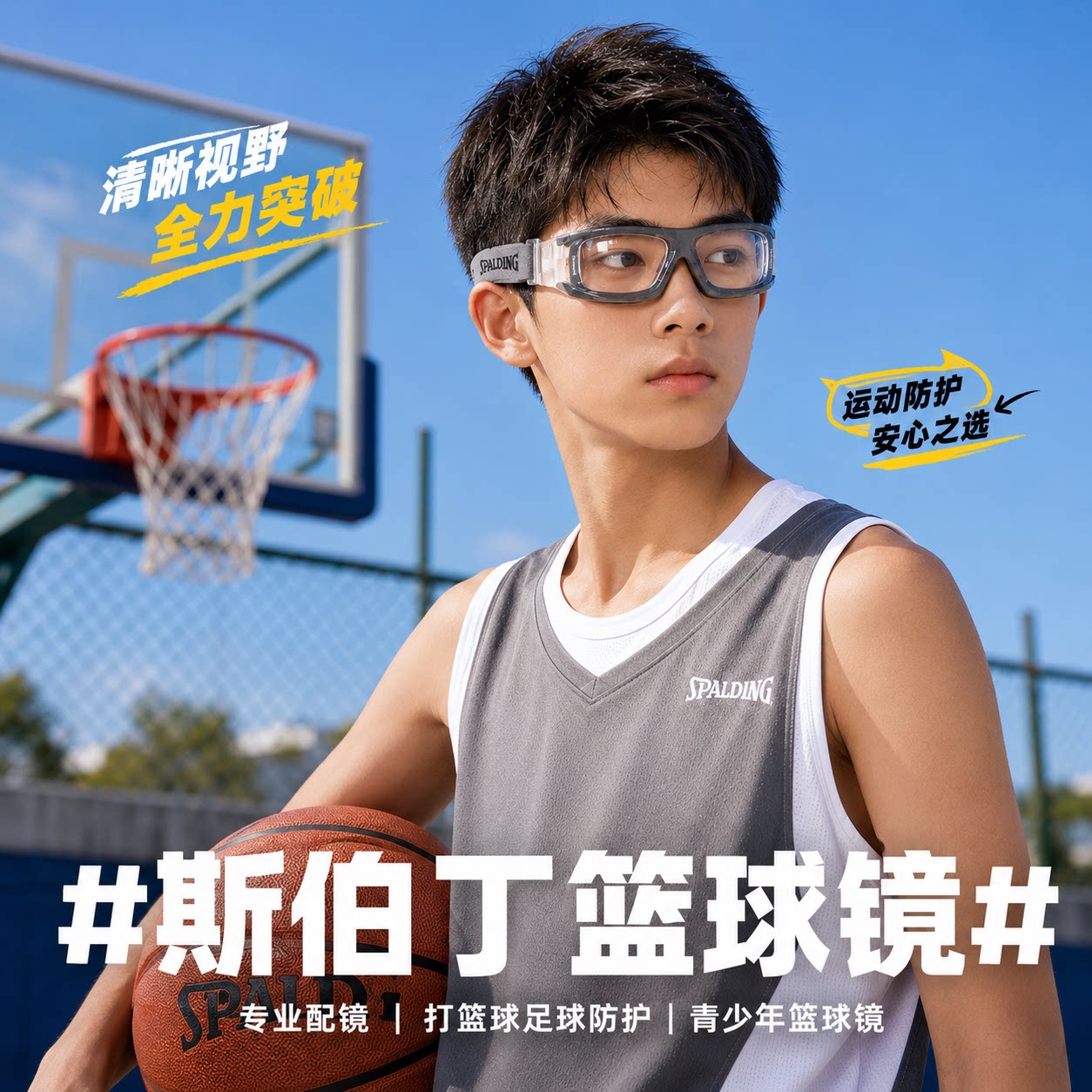 spalding斯伯丁专业护目运动眼镜
