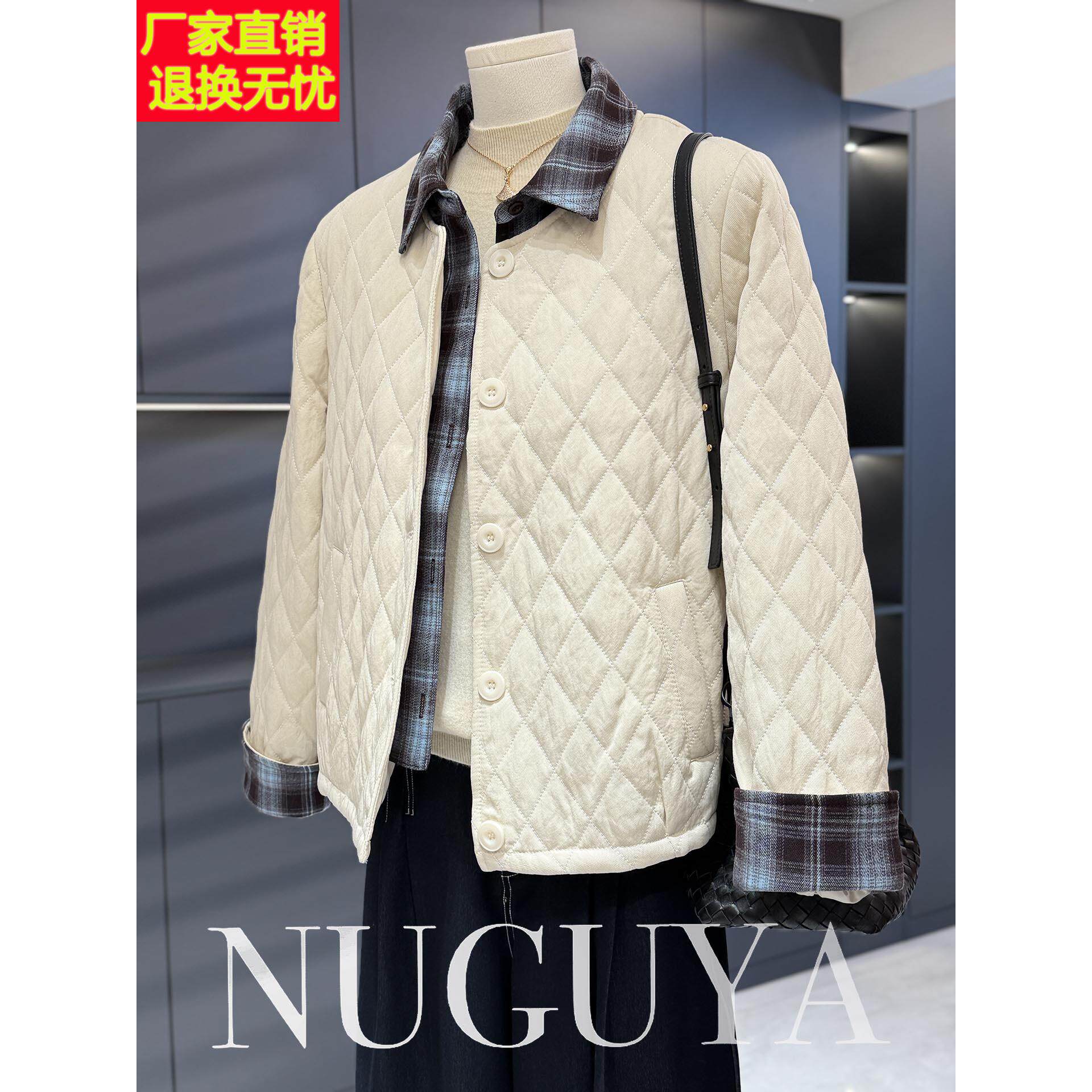 时尚休闲风假两件薄款棉服女妈妈装秋冬新款上衣洋气中年棉衣外套