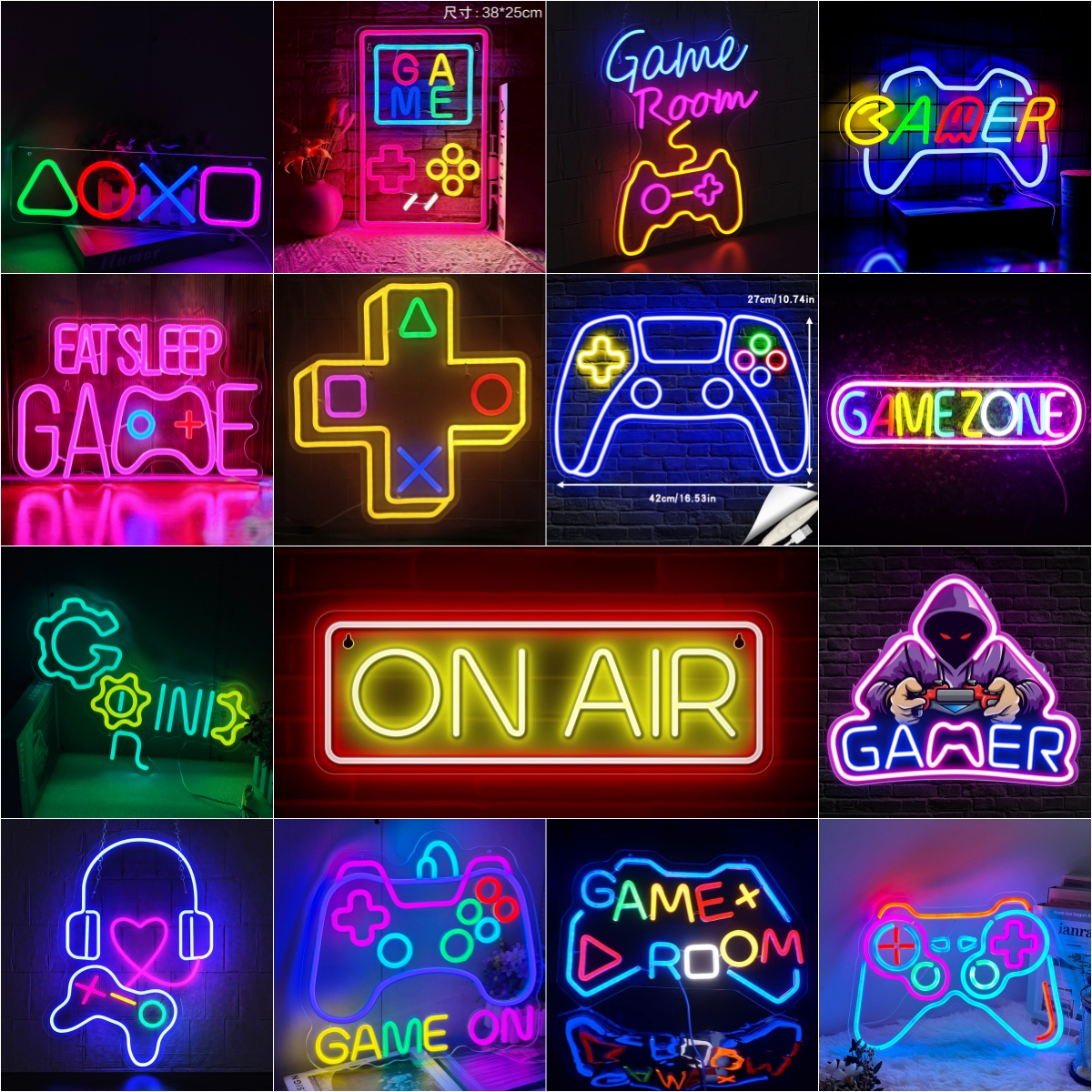 GameONAIR电竞房装饰电玩造型灯牌手柄造型霓虹灯游戏机LED氛围灯