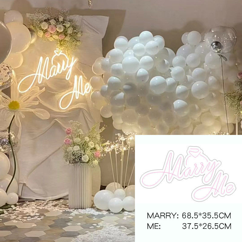 笑眯眯便捷LED霓虹灯MarryMe情侣求婚神器灯牌室内户外婚礼活动