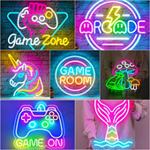 sign Room Game Zone Neon 游戏卧室装 饰灯LED霓虹灯定制