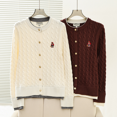 2026春季新款女装学院风舒适假两件针织圆领毛衣开衫TTCK2651C1A