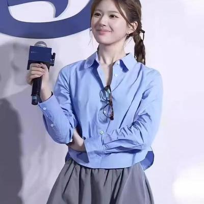 赵露思同款2024秋冬新款女装学院风刺绣长袖衬衫衬衣TTYW44903W