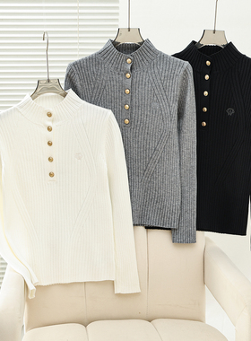 2025秋冬新款女装学院风柔软舒适修身中领针织衫毛衣TTKW258TW2A
