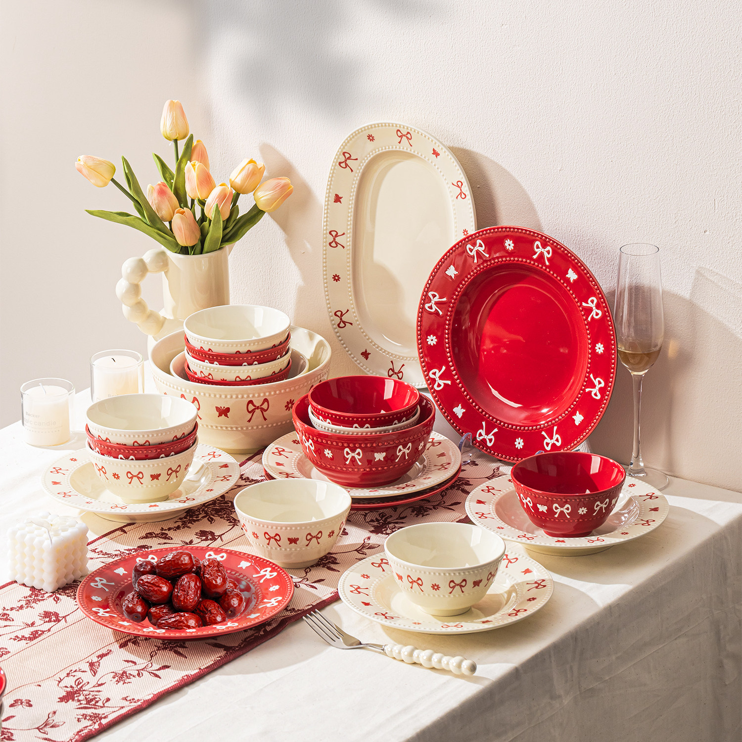 碗碟套装家用2026新款高颜值釉下彩陶瓷碗盘碗筷餐具新婚乔迁之喜