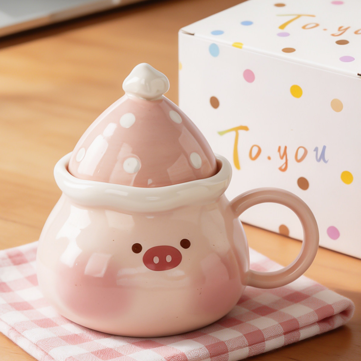 【新品】波点萌猪马克杯