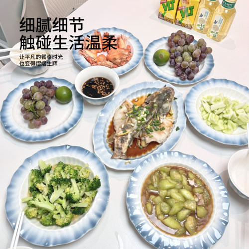 高颜值渐变釉下彩北欧风餐具套装