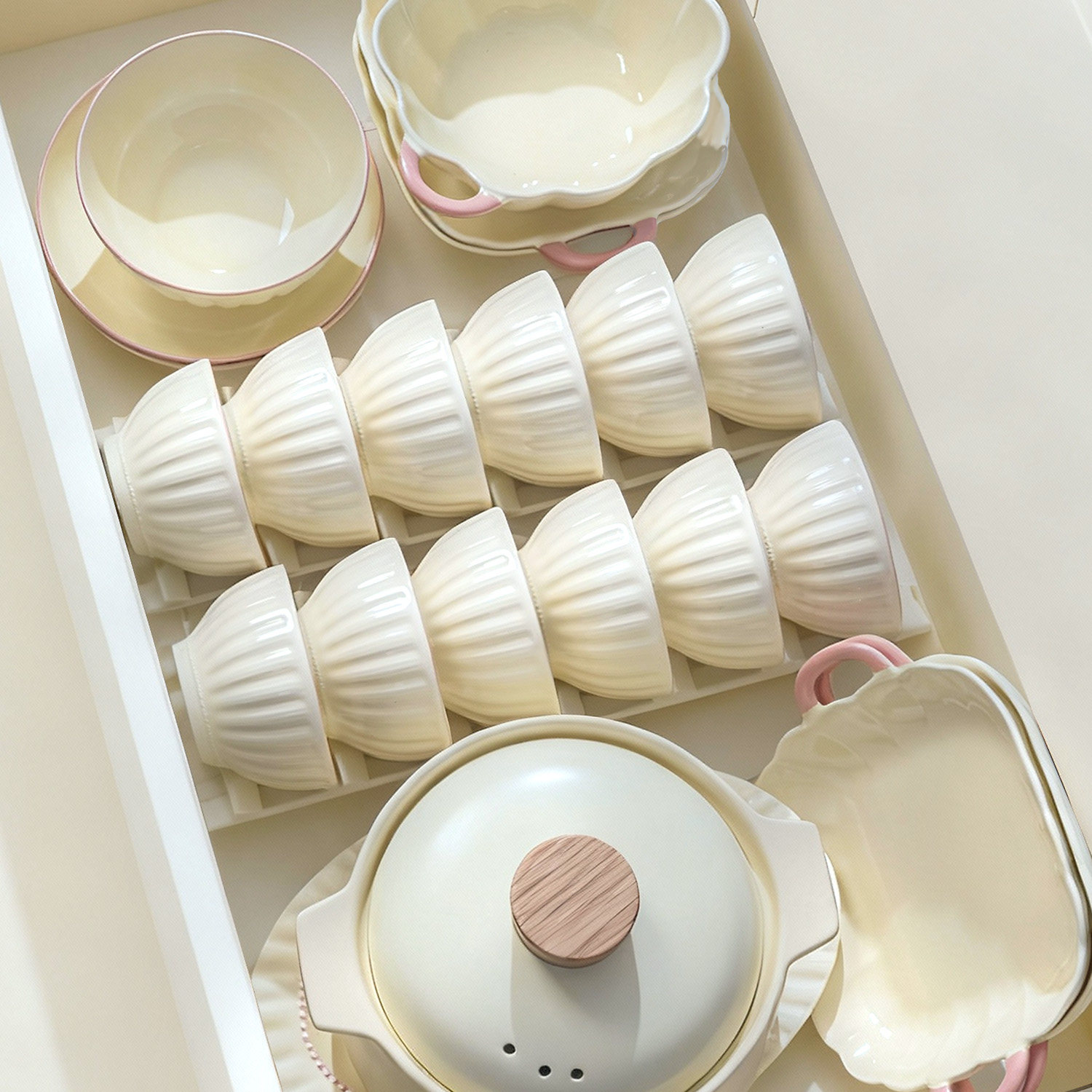 碗碟套装家用2025新款高颜值釉下彩奶油风碗盘餐具乔迁新婚礼物,餐饮具,碗,淘宝优惠券,粉丝福利购,淘宝优惠卷