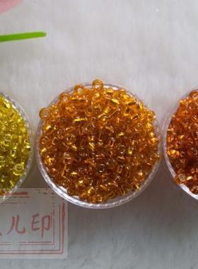 2mm灌银米珠 十字绣珠 欧式刺绣米珠 黄色、橙色系米珠 20g