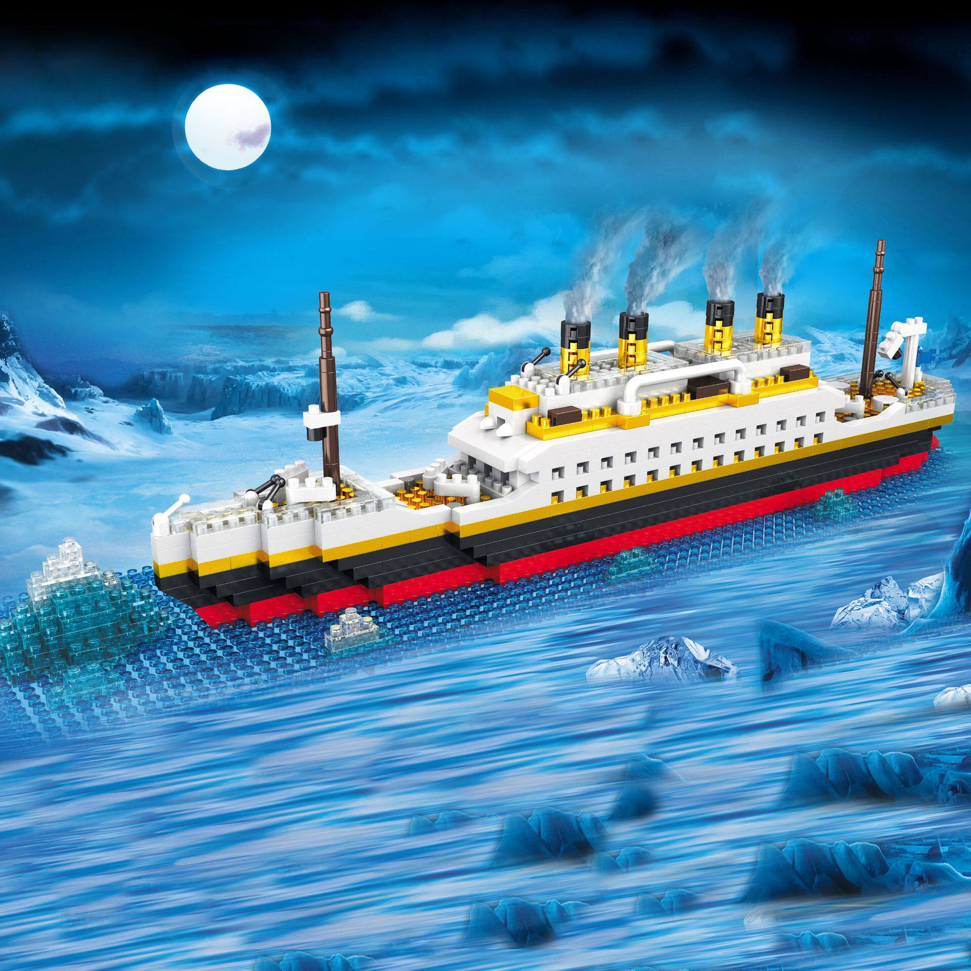 予高2234泰坦尼克号豪华邮轮微钻小颗粒拼装兼容乐高积木玩具礼物