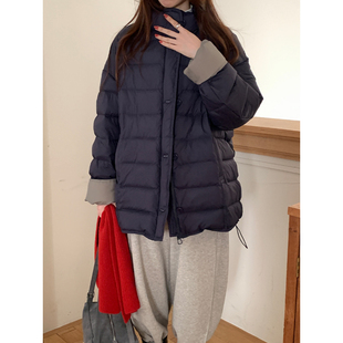 立领排骨羽绒服女冬季2025新款宽松显瘦百搭轻薄中长款保暖外套