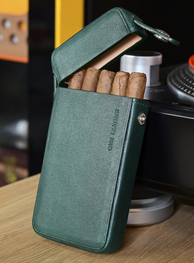 古巴普列图专用雪茄盒五支装宽短雪茄套细烟盒牛皮定型保护雪茄盒