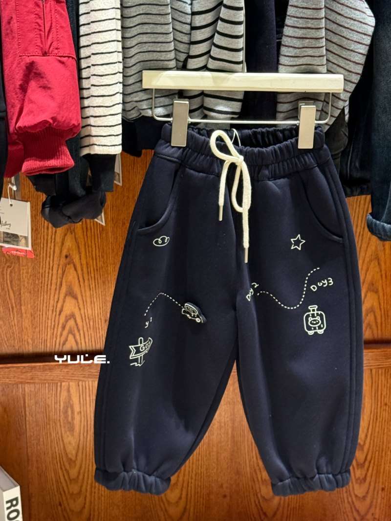 HCB2025秋冬款男童柔软牛仔裤一体绒男孩卫裤儿童保暖加厚长裤