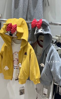 2026春女童米妮连帽拉链卫衣