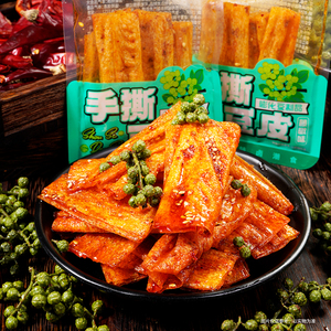 思乡山手撕豆皮藤椒味湖南特产麻辣香辣豆皮解馋豆卷零食休闲小吃