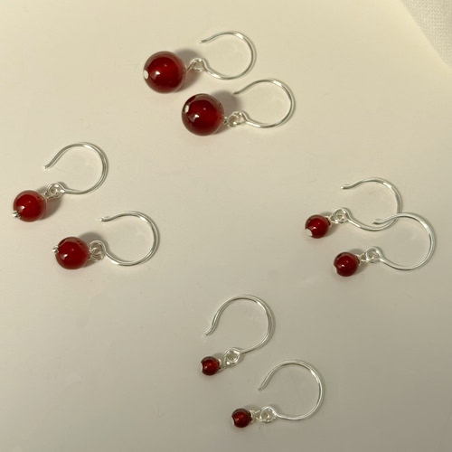 气质简约天然红玛瑙小耳坠s925纯银个性百搭通勤耳钩耳饰防过敏女