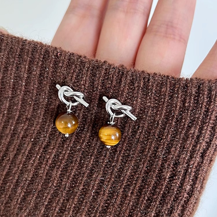 HEYJILL虎眼石秋冬棕色系耳环
