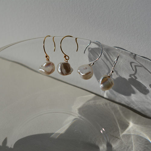 巴洛克美国14k包金925纯银女耳钩