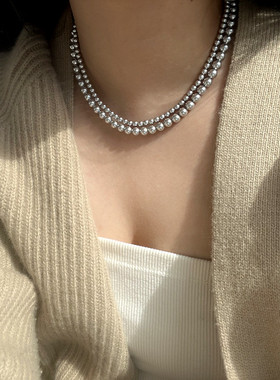 施家珍珠女正圆强光纯银宝箱扣