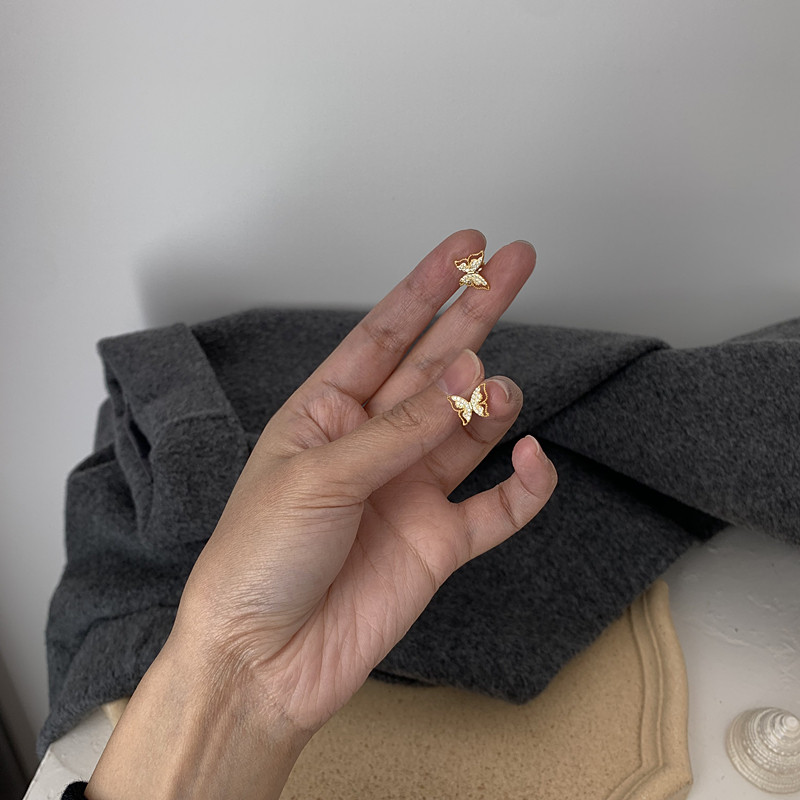 贼好看 小精灵蝴蝶锆石耳钉 设计师款通体925纯银时尚个性耳饰女
