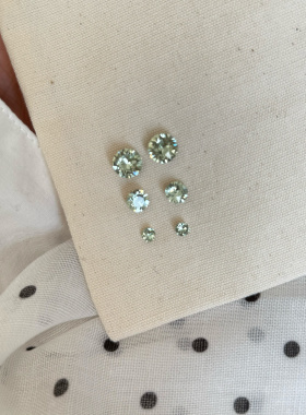 爆闪橄榄绿多切面施华洛水晶钻耳钉s925纯银个性小众气质耳骨钉女