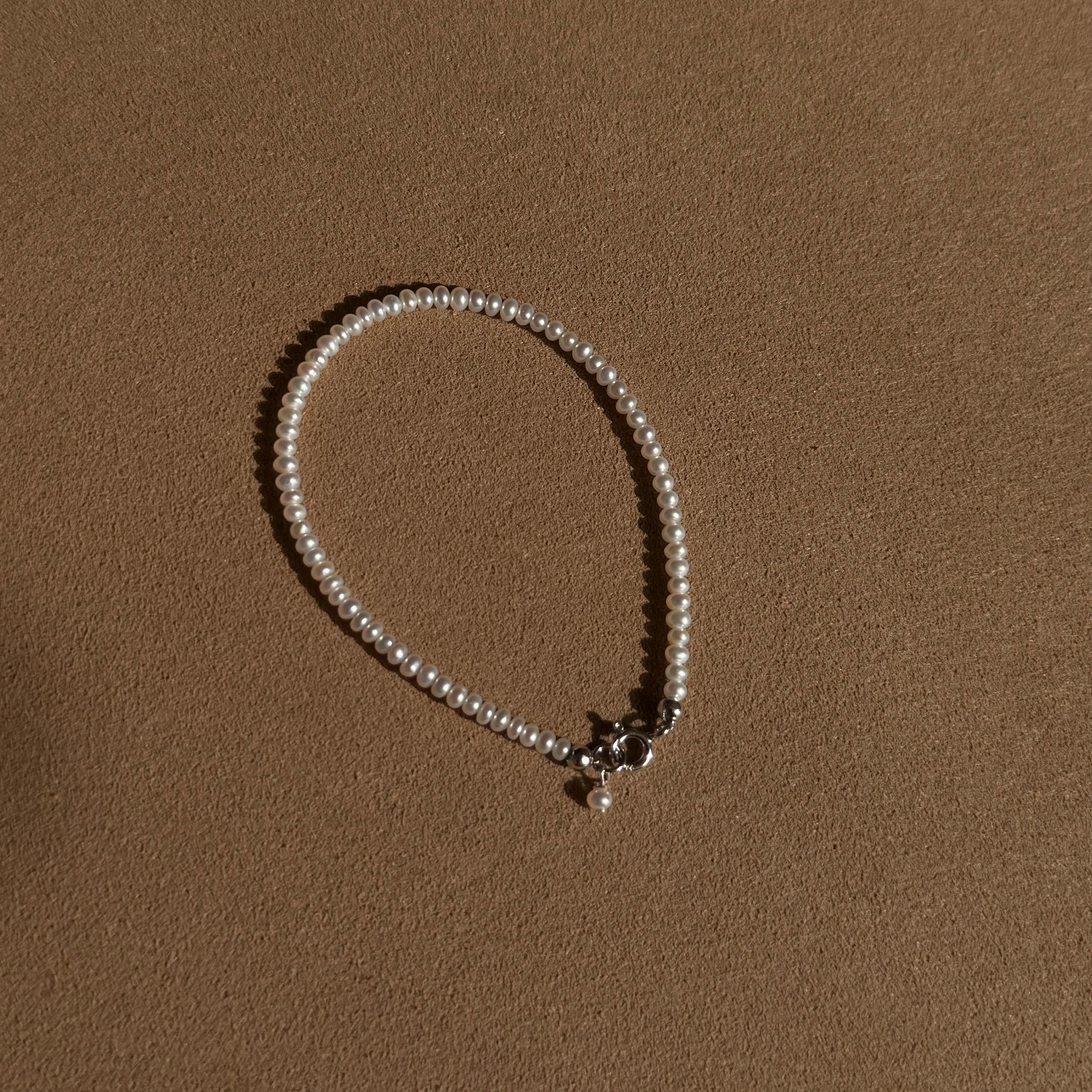 精致迷你蛋圆淡水珍珠手链s925纯银气质百搭叠戴手串小众高级感女