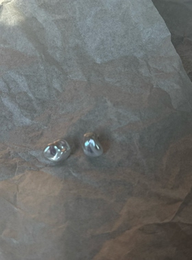天然巴洛克碎银子珍珠耳钉s925纯银简约百搭小众设计高级感耳饰女