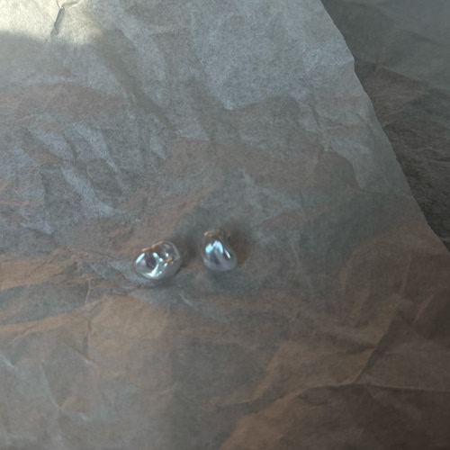 天然巴洛克碎银子珍珠耳钉s925纯银简约百搭小众设计高级感耳饰女