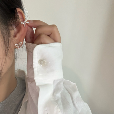 小小一只淡水珍珠蝴蝶结耳钉美国14k包金/s925纯银耳饰气质百搭女