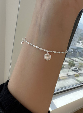 女纯银天然白贝韩国米粒爱心设计