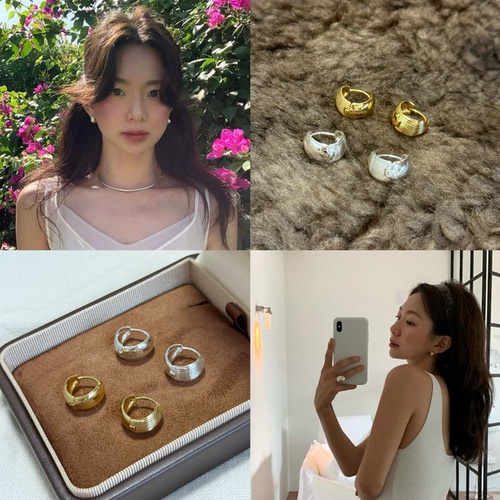 博主fever同款贝壳纹路素圈耳扣 女简约个性时尚百搭耳环耳饰秋冬