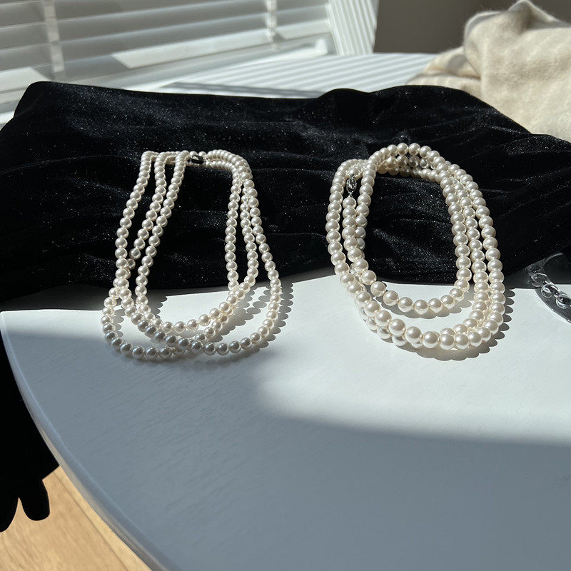 复古气质优雅长款施家强光正圆珍珠纯银毛衣链轻奢秋冬高级感项链