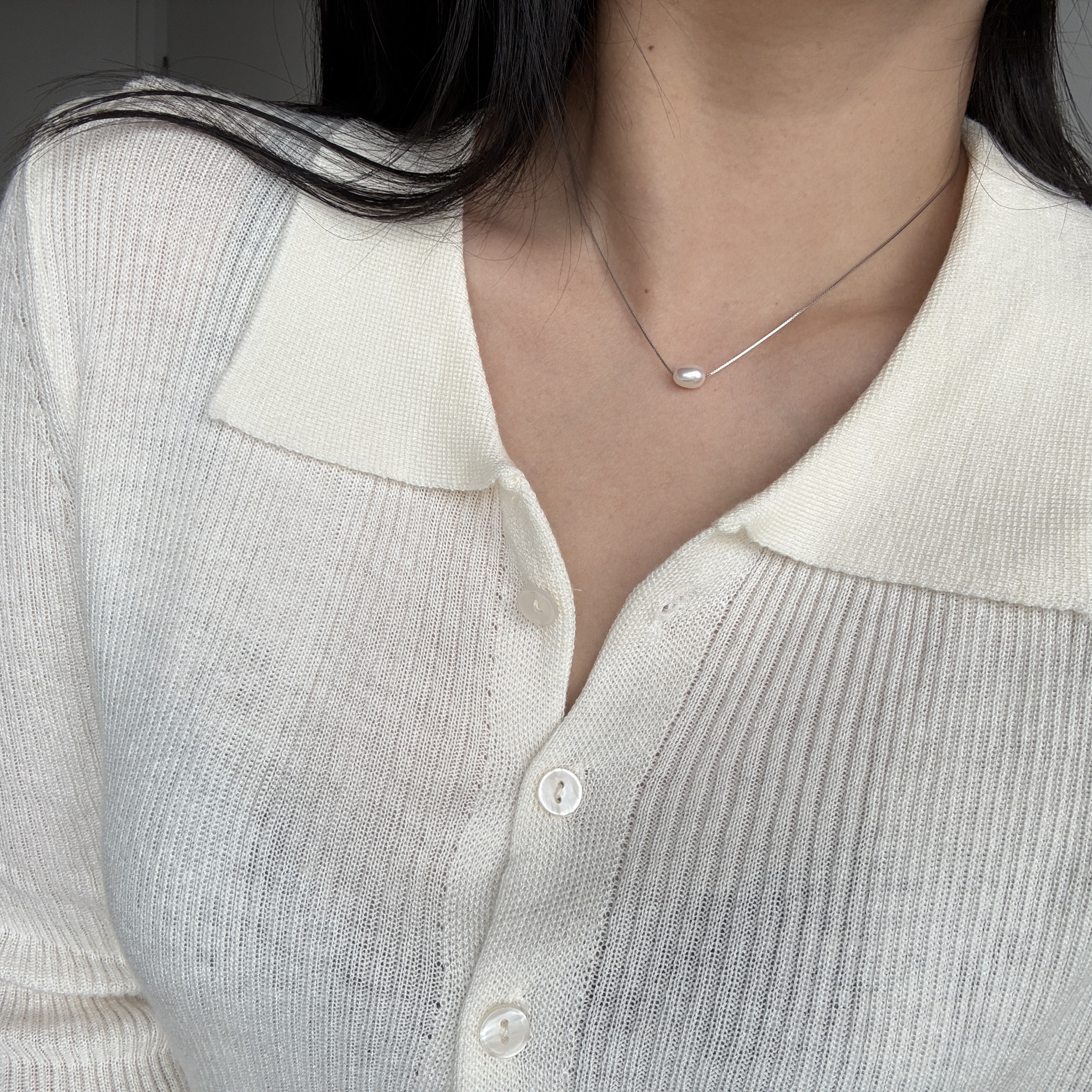 法式强光珍珠吊坠项链