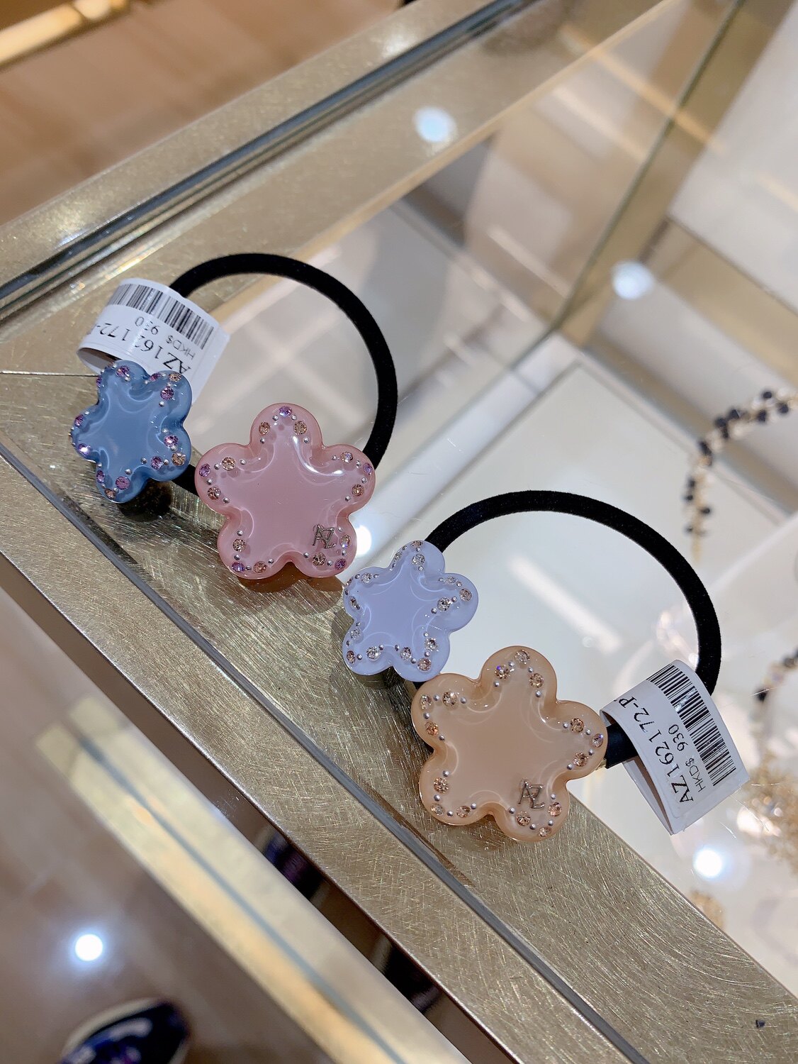 alexandrezouari亚历山大施华利发饰拼色水钻小花朵发圈马尾圈