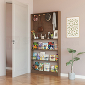 超薄门后夹缝落地书架靠墙收纳柜实木洞洞板置物架家用儿童绘本架