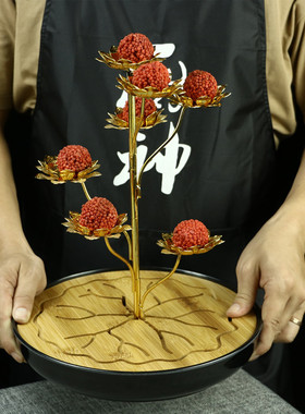 网红铁艺花朵树摆台意境榴莲拔丝餐具创意妃子笑荔枝虾球点心架子