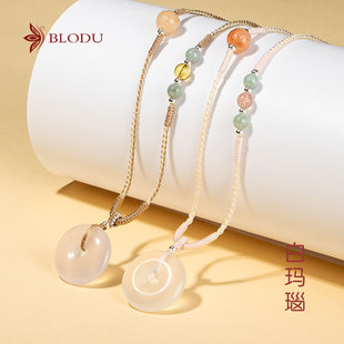 天然白玛瑙平安扣项链水晶纯手工编织吊坠高级小众设计新中式礼物