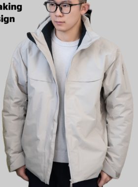 【ReMake】 大买菜冬季硬壳三防户外滑雪服连帽可拆冲锋羽绒服