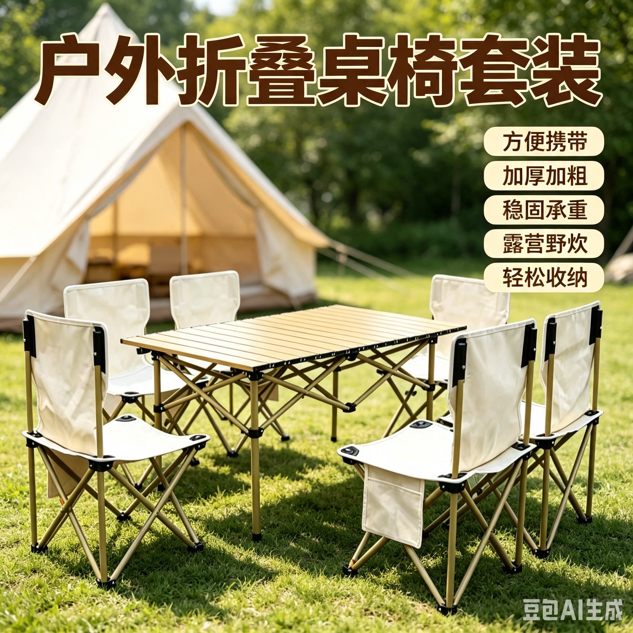 户外野营桌椅组合套装露营桌椅加厚便携超轻折叠桌椅摆摊烧烤椅子