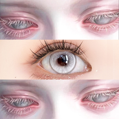 白色COS美瞳日抛大直径小灰色混血显色隐形眼镜次抛带度数万圣节